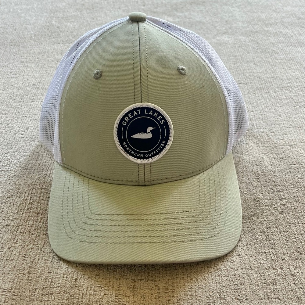 Great Lakes Northern Outfitter Trucker Hat Sage Green White Mesh Snapback Cap